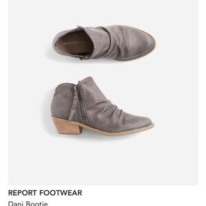 Report Gray Ankle Boots with Side Zipper and Low Stacked Heel